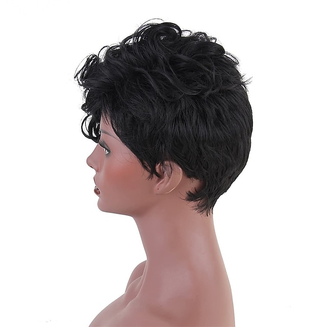 Beauty & Hair Wigs & Hair Pieces | Pixie Cut Wigs with Side Bangs for Black Women Heat Resistance Synthetic Short Wavy Hair Wigs