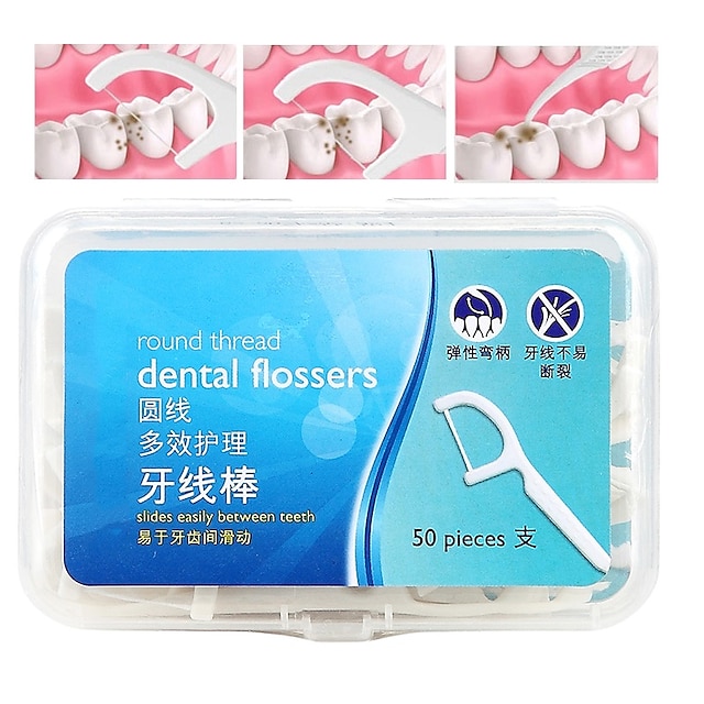 Home & Garden Bath Accessories | 50 Pcs/Lot Disposable Dental Flosser with Box Interdental Brush Teeth Stick Toothpicks Polyethy