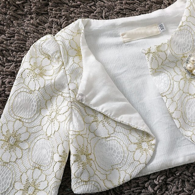 Baby & Kids Girls Clothing | Kids Girls Coat Long Sleeve White Floral Embroidered Spring Summer Cute Party 2-12 Years - CS56511