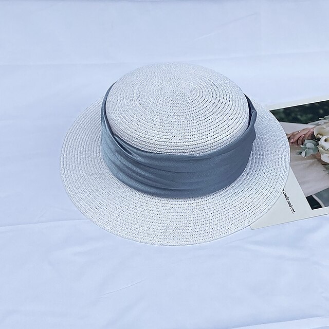 Shoes & Bags Fashion Accessories | 1pcs Flat Top Hat Fashion Summer Women Straw Hat Female Sun Hats Black Panama Outdoor Beach H