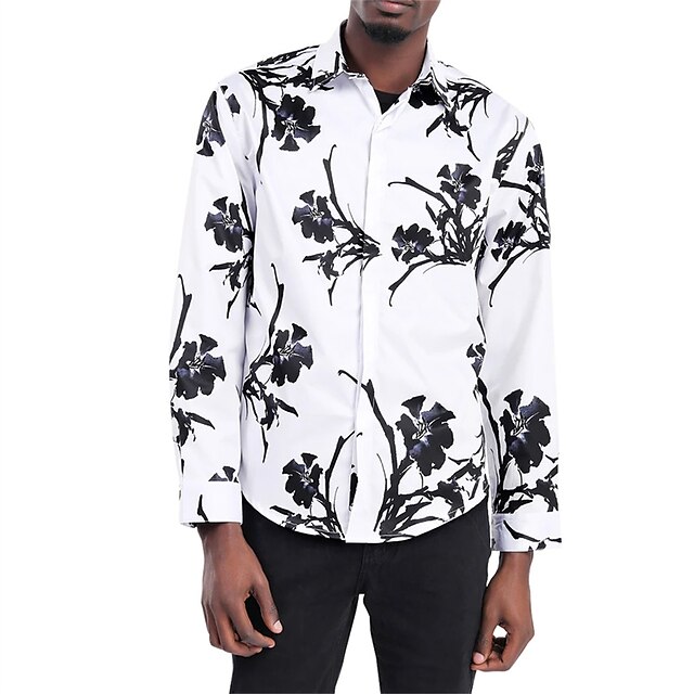 Mens Clothing Mens Shirts | Mens Shirt Floral Graphic Turndown Casual Daily Button-Down Long Sleeve Tops Casual Fashion Breathab