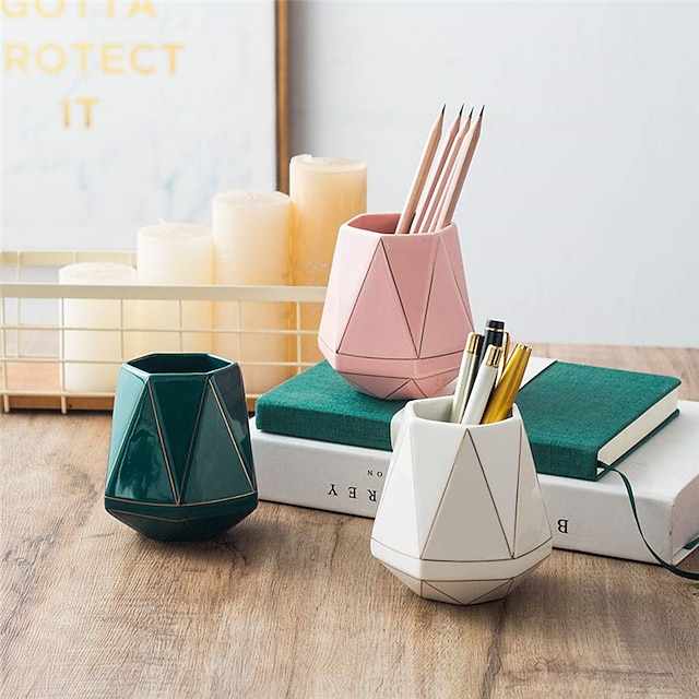 Consumer Electronics Stationery | Pen Pencil Holder Cup Wear-Resistant Big Capacity ceramics for School Office Student - LK41139