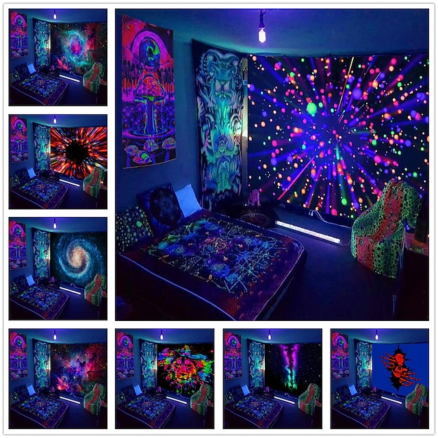 Home & Garden Home Decor | Fluorescent Wall Tapestry star lion fluorescent hanging cloth home decoration wall hanging Hanging Ho