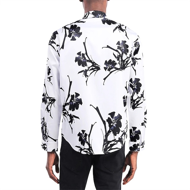 Mens Clothing Mens Shirts | Mens Shirt Floral Graphic Turndown Casual Daily Button-Down Long Sleeve Tops Casual Fashion Breathab