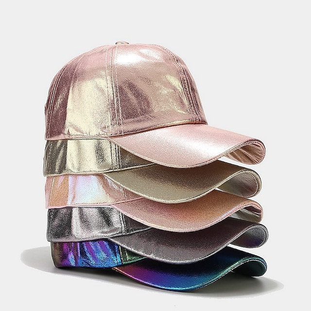  Pleated Pu Baseball Cap Unisex Man Woman Sparkling Adjustable Outdoor Snapback Hat Colorful Peaked Cap Stage Hip-Hop Hat