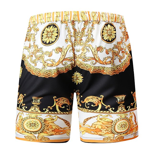 Mens Clothing Mens Bottoms | Mens Casual Hawaiian Chinos Beach Shorts Print Knee Length Pants Casual Beach Inelastic Geometric Q