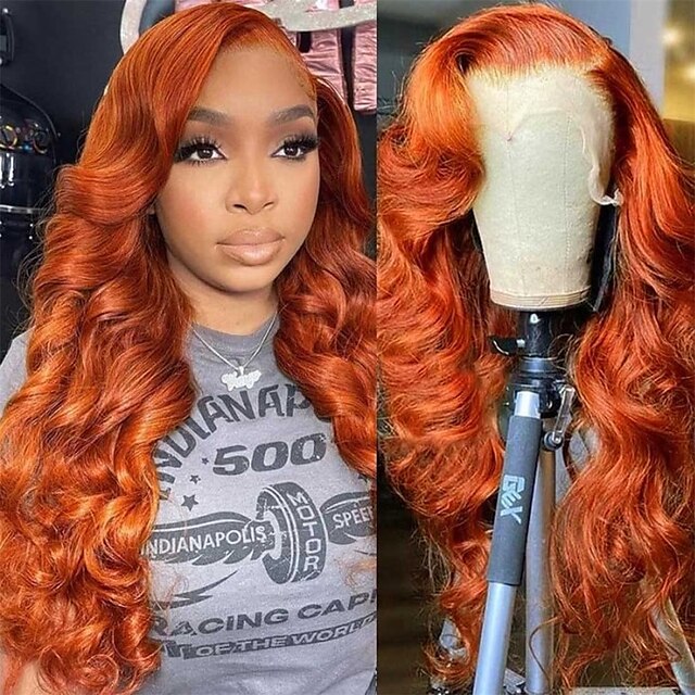 Beauty & Hair Wigs & Hair Pieces | Orange Ginger Body Wave Lace Front Wig Colored Human Hair Wigs for Black Women 13x4 Transpare