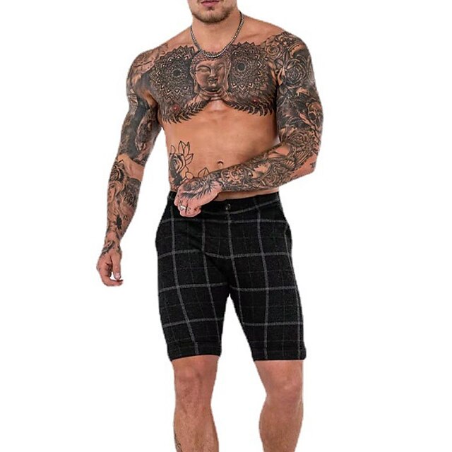 Mens Clothing Mens Bottoms | Mens Casual Casual / Sporty Active Shorts Pocket Knee Length Pants Casual Daily Micro-elastic Plaid