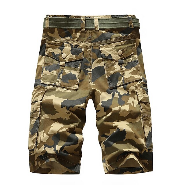 Mens Clothing Mens Bottoms | Mens Casual Sports Shorts Beach Shorts Multiple Pockets Calf-Length Pants Inelastic Camouflage Soli