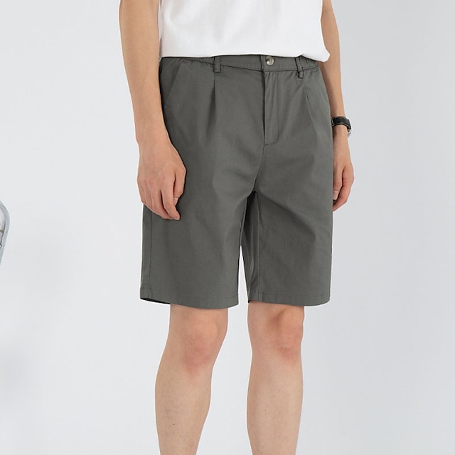 Mens Clothing Mens Bottoms | Mens Classic Style Basic Bermuda shorts Chino Shorts Pocket Elastic Waist Knee Length Pants Casual 