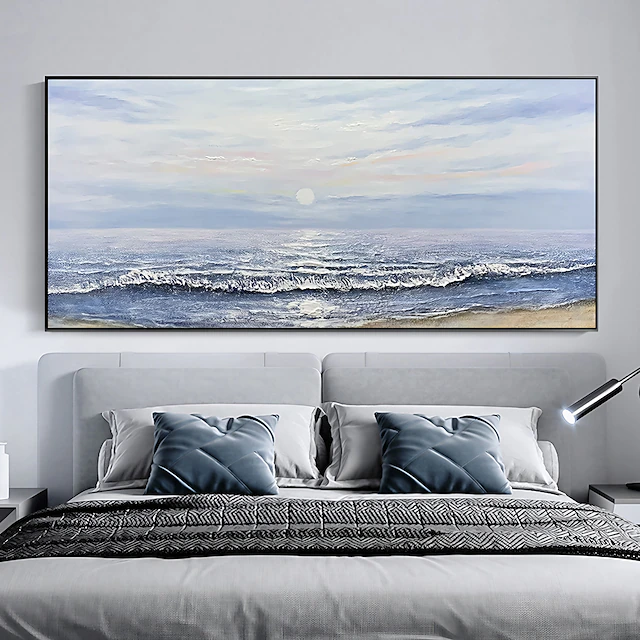 Handmade Hand Painted Oil Painting Wall Art Sunset Seascape Oil Painting Modern Abstract Texture Home Decoration Decor Rolled Canvas No Frame Unstretched 7