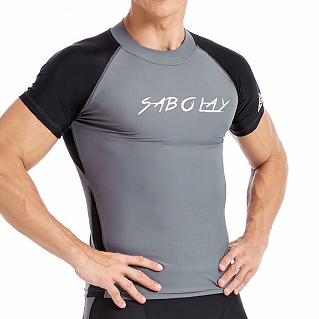 Sports & Outdoors Surfing, Diving & Snorkeling | Mens Rash Guard Swim Shirt UV Sun Protection UPF50+ Quick Dry Short Sleeve Sun 