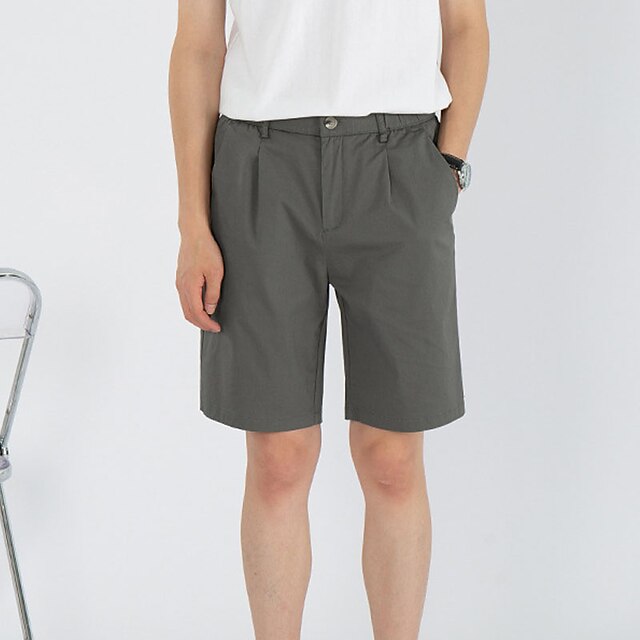 Mens Clothing Mens Bottoms | Mens Classic Style Basic Bermuda shorts Chino Shorts Pocket Elastic Waist Knee Length Pants Casual 