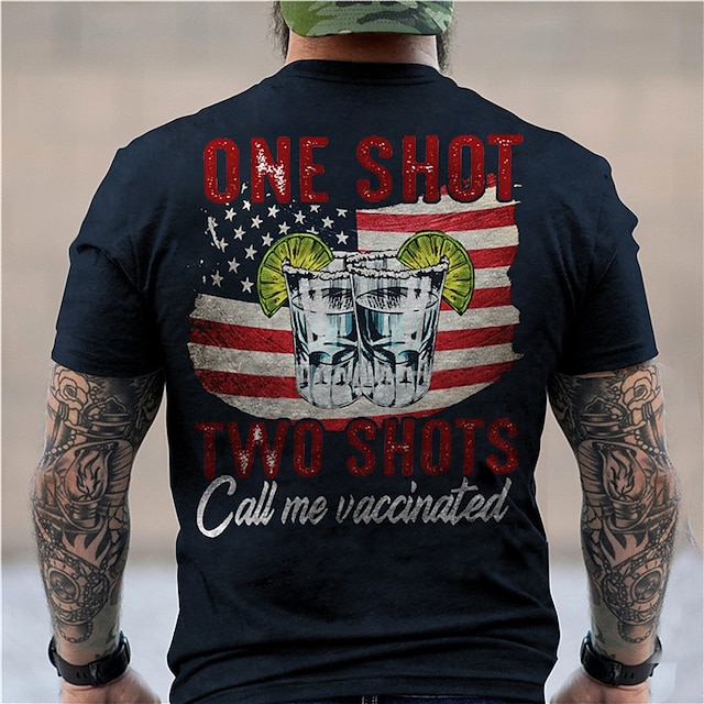 Mens Clothing Mens Tees & Tank Tops | Mens Unisex T shirt Tee 3D Print Graphic Prints Drink National Flag Crew Neck Street Daily