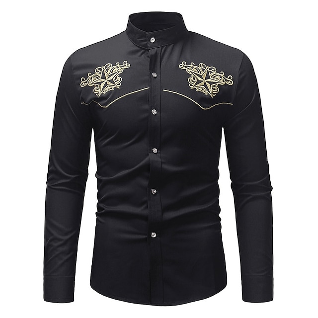 Mens Clothing Mens Shirts | Mens Shirt Floral Turndown Street Casual Button-Down Long Sleeve Tops Casual Fashion Breathable Comf