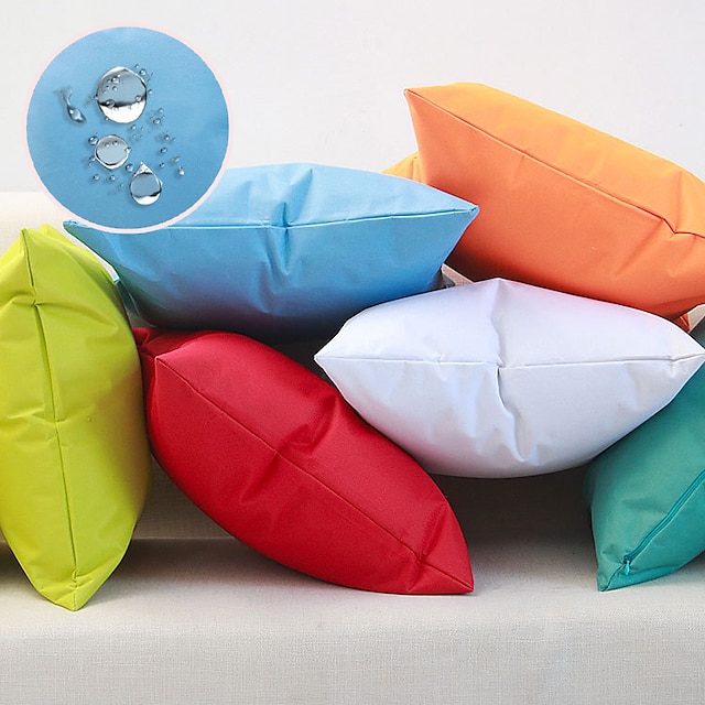  Funda de almohada impermeable para exteriores de color caramelo, funda de cojín funcional de color sólido para exteriores