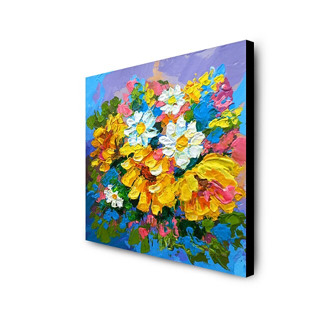 Home & Garden Wall Art | Oil Painting Hand Painted Square Abstract Floral / Botanical Modern Stretched Canvas - DK61947