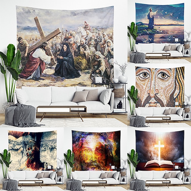 Home & Garden Home Decor | Cross Jesus Wall Tapestry Art Decor Blanket Curtain Hanging Home Bedroom Living Room Dorm Decoration 