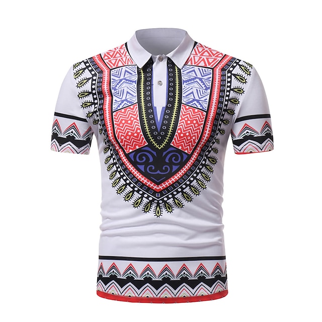 Mens Clothing Mens Shirts | Mens Golf Shirt Tribal Turndown Street Casual Button-Down Short Sleeve Tops Casual Fashion Breathabl