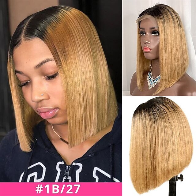 Beauty & Hair Wigs & Hair Pieces | Honey Blonde Bob Wig #1B/27 Color Straight Short Bob Wig 13x4 Lace Front Human Hair Wigs Braz