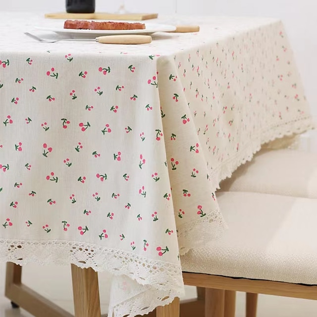  Rechteckige Tischdecke aus Baumwolle und Leinen, wasserdichte Antifouling-Abdeckung für den Esstisch im Freien