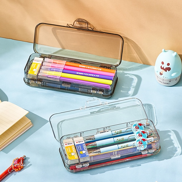 Consumer Electronics Stationery | Pencil Case Pen Pouch Marker Bag Waterproof Wear-Resistant Transparent Plastics for School Off