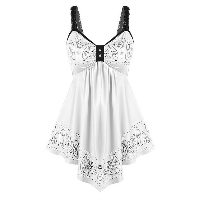  Top de damă plus size de vară fără mâneci stil floral de stradă de tip V lung pentru uz zilnic întoarcerea la școală ieșiri cu dantelă strâns fără spate negru alb roșu albastru mov vară primăvară