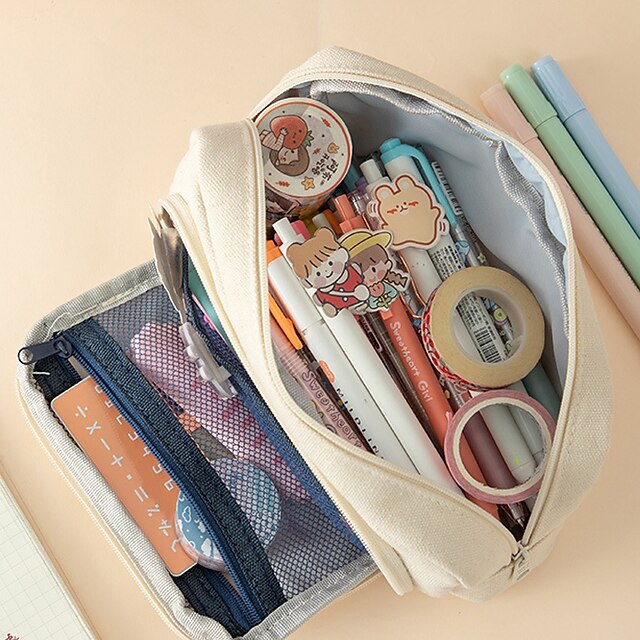 Consumer Electronics Stationery | Pencil Case Pen Pouch Marker Bag Cartoon Wear-Resistant Multifunction Canvas for School Office