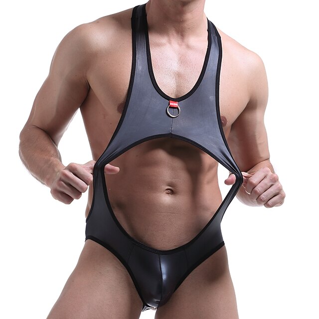 Mens Clothing Mens Bottoms | Mens Sexy Lingerie Bodysuits Pure Color Hot Bed Polyester Fall Winter Black / Spring / Summer - GF4