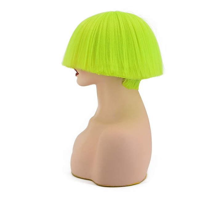 Beauty & Hair Wigs & Hair Pieces | Synthetic Wig Straight Bob With Bangs Machine Made Wig Short Green Red Synthetic Hair Womens 