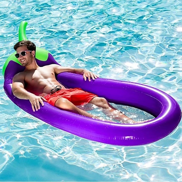  Pool Floats,Giant Inflatable Pool Float Eggplant shape Mattress Swimming Circle Island Cool Water Party Toy Boia Piscina 270cm (106inch),Inflatable for PoolCandy
