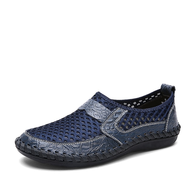  Bărbați Mocasini & Balerini Mărime Plus Size Mocasini de vara Pantofi lucrați manual Pantofi de confort Plimbare Casual În aer liber Zilnic Plasă PU Dantelat Negru Albastru Maro Vară Primăvară