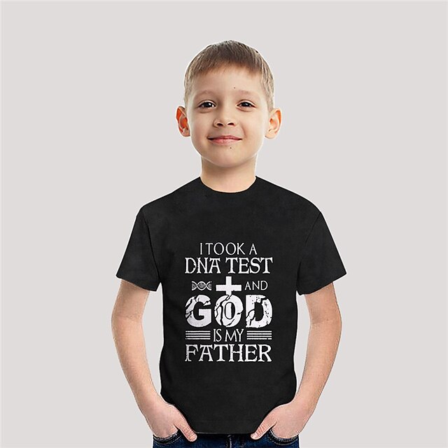 Baby & Kids Boys Clothing | Kids Boys T shirt Short Sleeve 3D Print Letter Crewneck Black Children Tops Spring Summer Active Fas