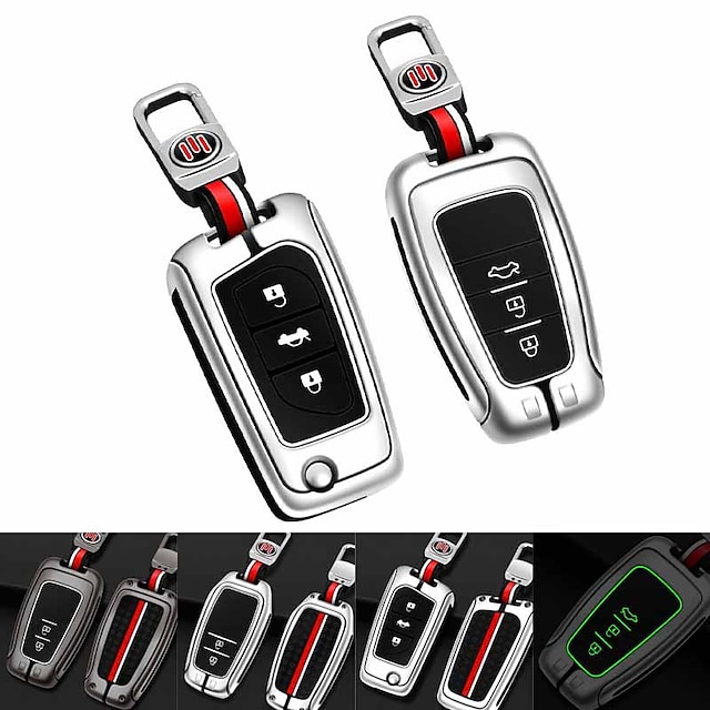 New Toyota car with metal silicone key cover shell remote control cover car styling key chain auto accessories button new car remote control key cover