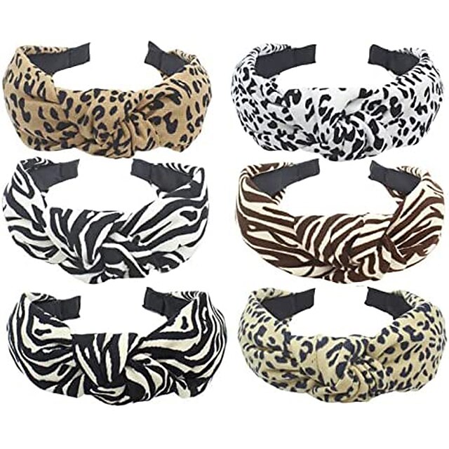 Shoes & Bags Fashion Accessories | Leopard Womens Headbands Hair Band Alice Band Vintage Elastic Printed Head Wrap Stretchy Wide