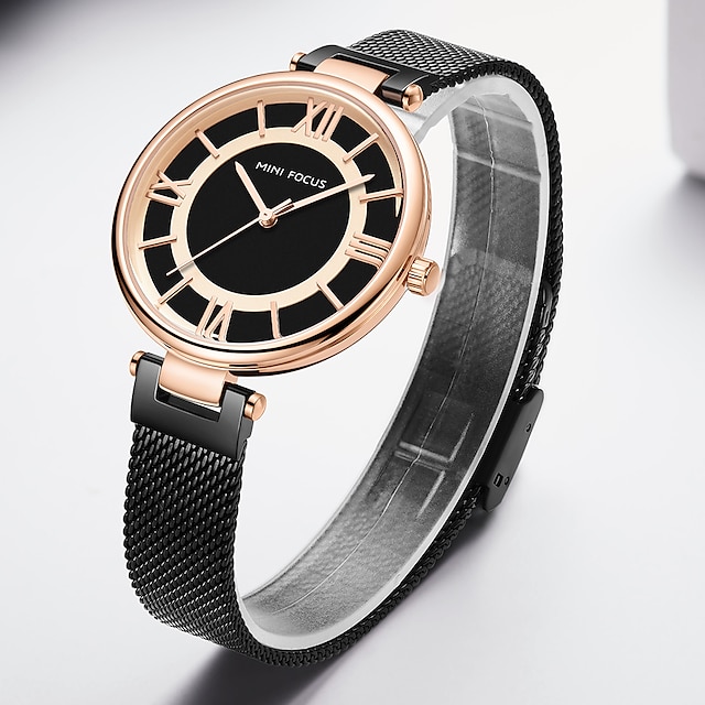  MINI FOCUS Quartz horloges voor Dames Analoog Kwarts Stijlvol Modieus Waterbestendig Creatief Roestvrij staal Legering Mode