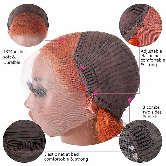 Beauty & Hair Wigs & Hair Pieces | Orange Ginger Body Wave Lace Front Wig Colored Human Hair Wigs for Black Women 13x4 Transpare