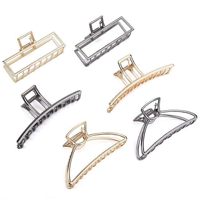 Shoes & Bags Fashion Accessories | 6 Pcs Hair Clips for Women 3 Pcs Golden & 3 Pcs Sliver Hair Claw Clips for Thick Hair Nonslip