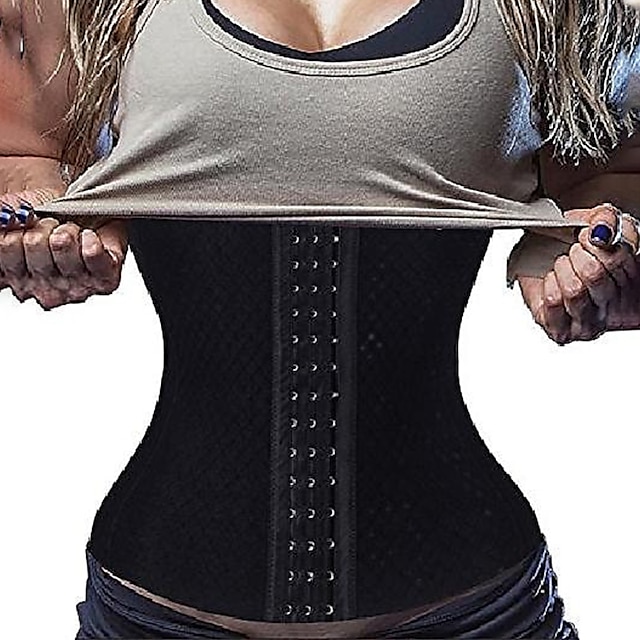  Corset Women's Waist Trainer Shapewears Office Running Gym Yoga Plus Size Black White Spandex Sport Breathable Hook & Eye Tummy Control Push Up Front Close Solid Color Summer Spring Fall