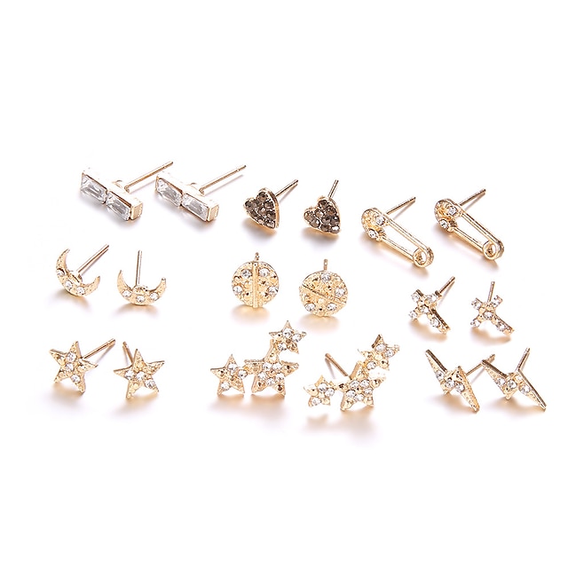 Shoes & Bags Fashion Accessories | 9 Pairs Stud Earrings Earrings Set For Womens Wedding Sport Engagement Rhinestone Alloy Class