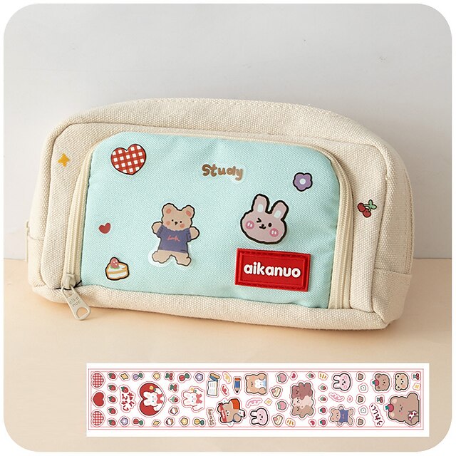 Consumer Electronics Stationery | Pencil Case Pen Pouch Marker Bag Cartoon Wear-Resistant Multifunction Canvas for School Office