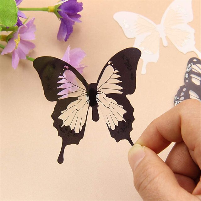 Home & Garden Home Decor | 5sets 18pcs/set Black and White Crystal Butterflies Wall Sticker For Kids Rooms Art Mural Refrigerato