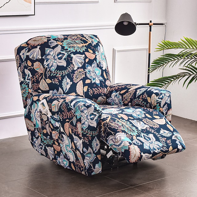  Stretch Recliner Slipcover Graphic Print Recliner Chair Cover Anti-Slip Fitted Cover Couch Furniture Protector with Elastic Bottom(Include 1 Backrest Cover, 1 Seat Cover, 2 Armrest Cover)