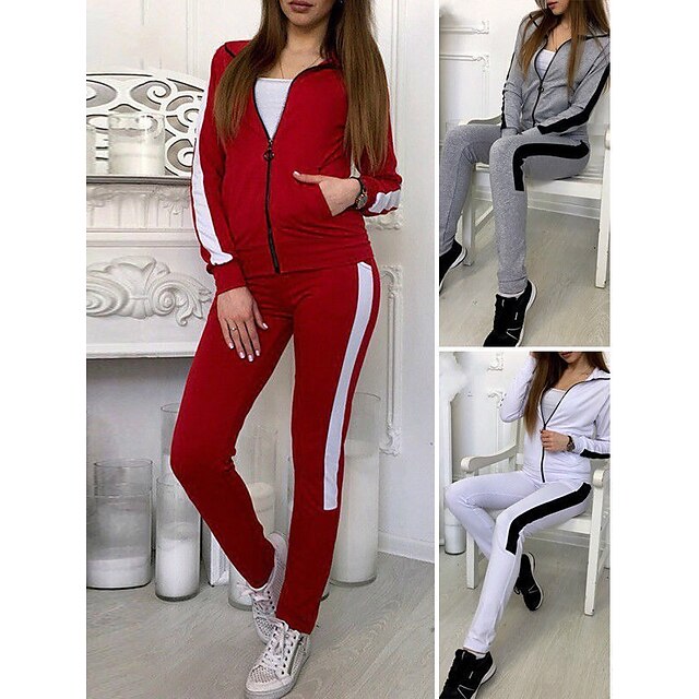 Sports & Outdoors Running, Jogging & Walking | Womens Full Zip Tracksuit Sweatsuit Jogging Suit Street Casual 2 Pieces Long Slee