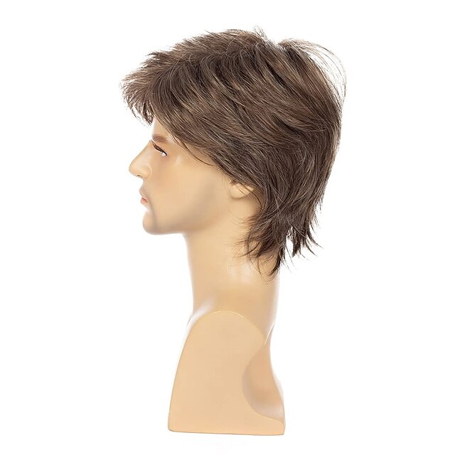 Beauty & Hair Wigs & Hair Pieces | Mens Brown Wig Short Straight Ash Brown Synthetic Cosplay Wig - GD86786