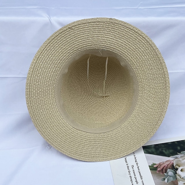 Shoes & Bags Fashion Accessories | 1pcs Flat Top Hat Fashion Summer Women Straw Hat Female Sun Hats Black Panama Outdoor Beach H