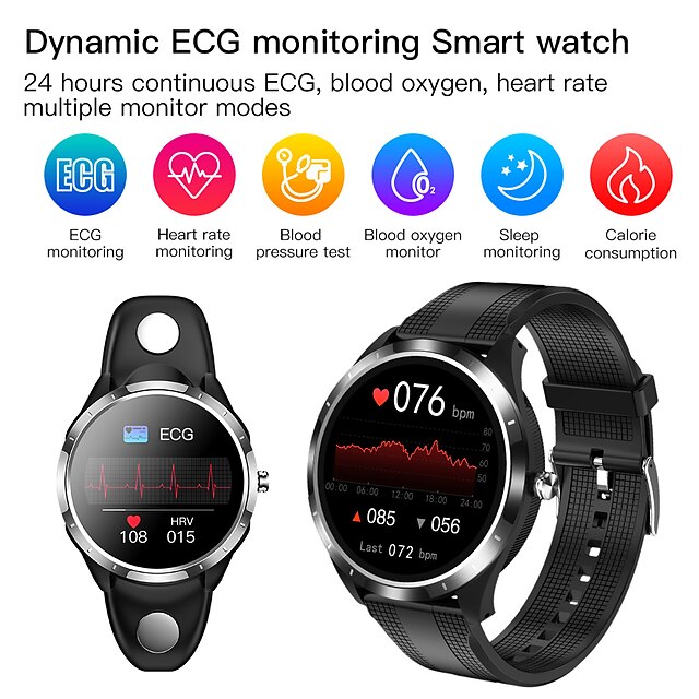  X3 Smart Watch 1.3 inch Smartwatch Fitness Running Watch Bluetooth ECG+PPG Pedometer Call Reminder Compatible with Smartphone Men Waterproof Long Standby Media Control IP 67 46mm Watch Case