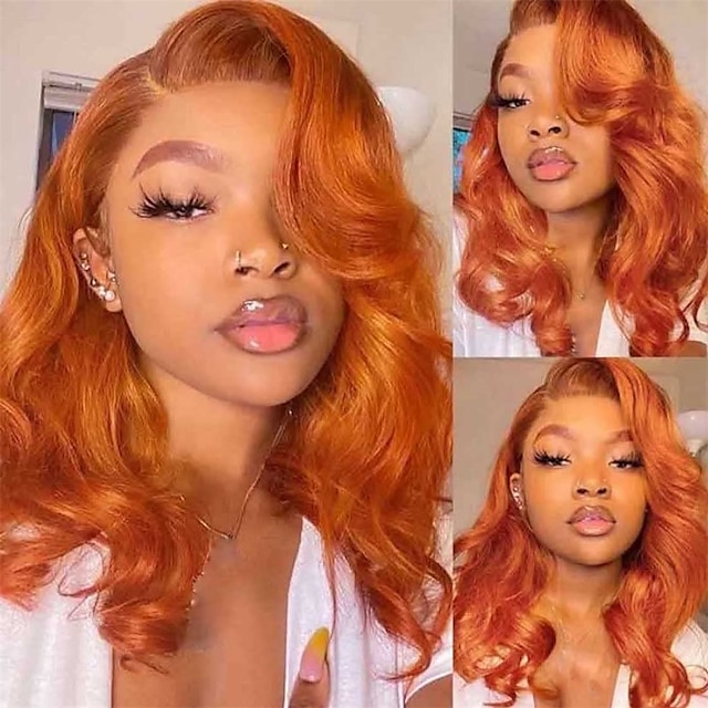 Beauty & Hair Wigs & Hair Pieces | Orange Ginger Body Wave Lace Front Wig Colored Human Hair Wigs for Black Women 13x4 Transpare