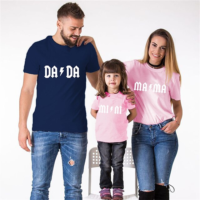 Baby & Kids Matching Outfits | Family Look T shirt Tops Graphic Letter Causal Print Multicolor Short Sleeve Casual Matching Outf