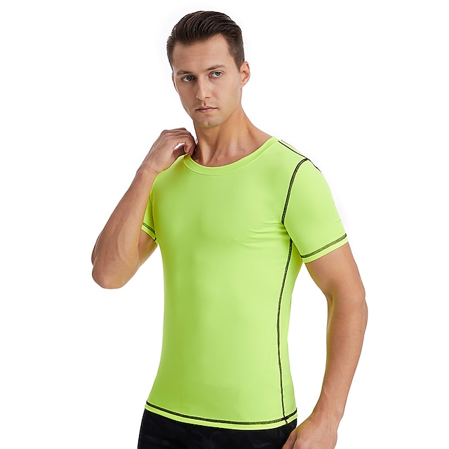 Sports & Outdoors Running, Jogging & Walking | Mens Crew Neck Yoga Top Solid Color Green White Yoga Fitness Gym Workout Tee Tshi